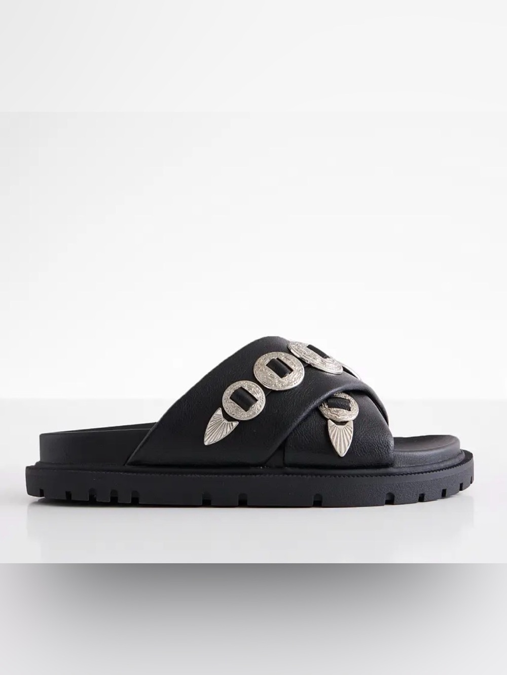 MIA Black Slide Gorgene Sandals